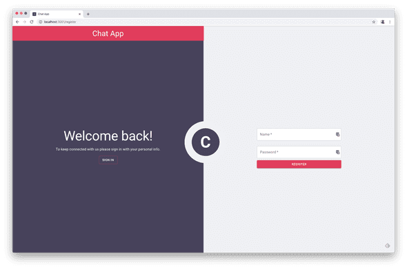 Chat App Register Page